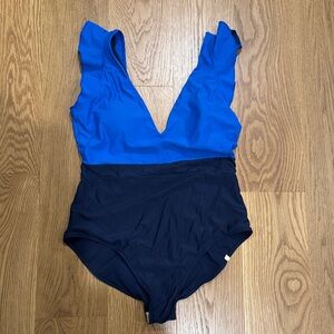 Summersalt Royal Blue and Black V-Neck Swimsuit